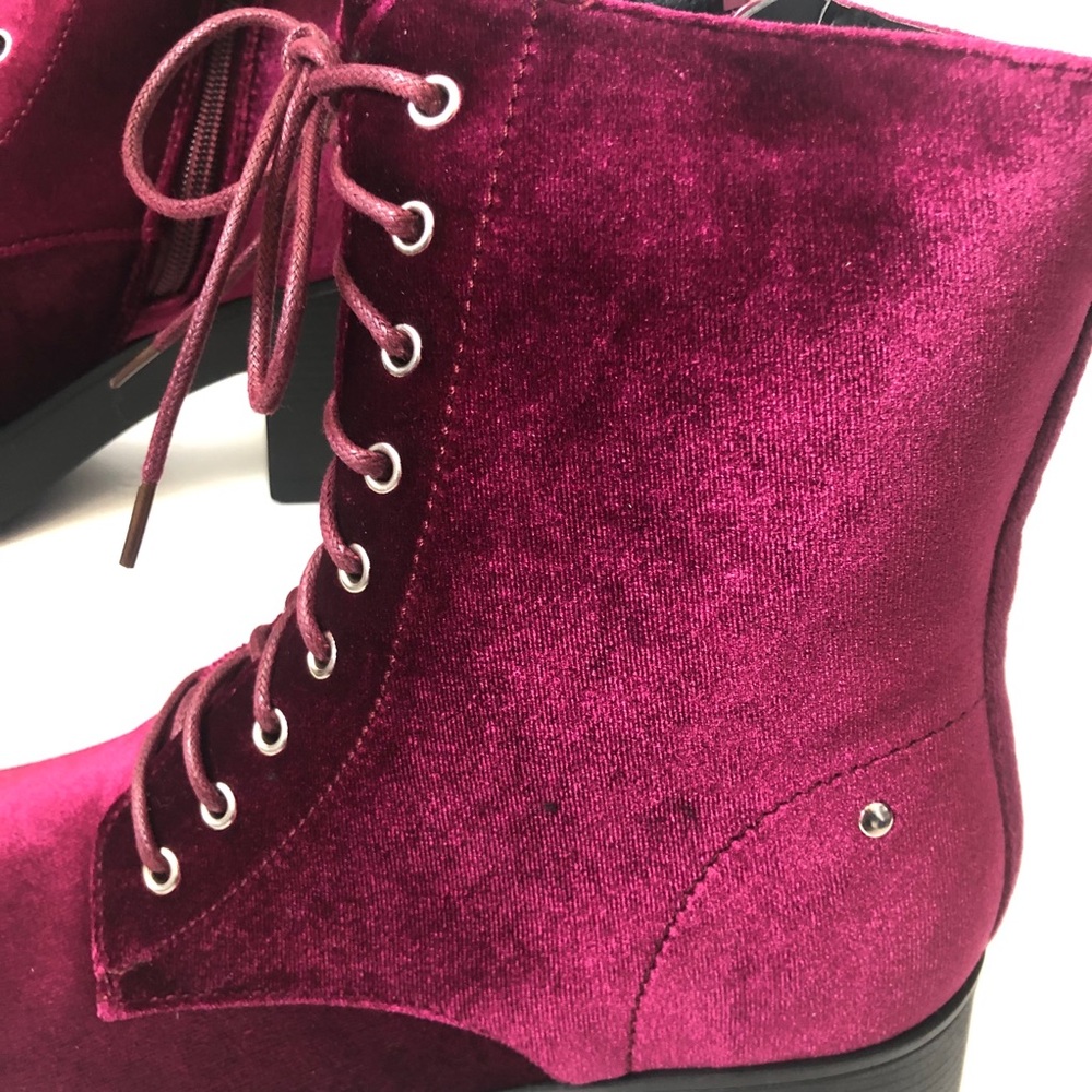Wine Velvet Boots - Picture 5 of 8